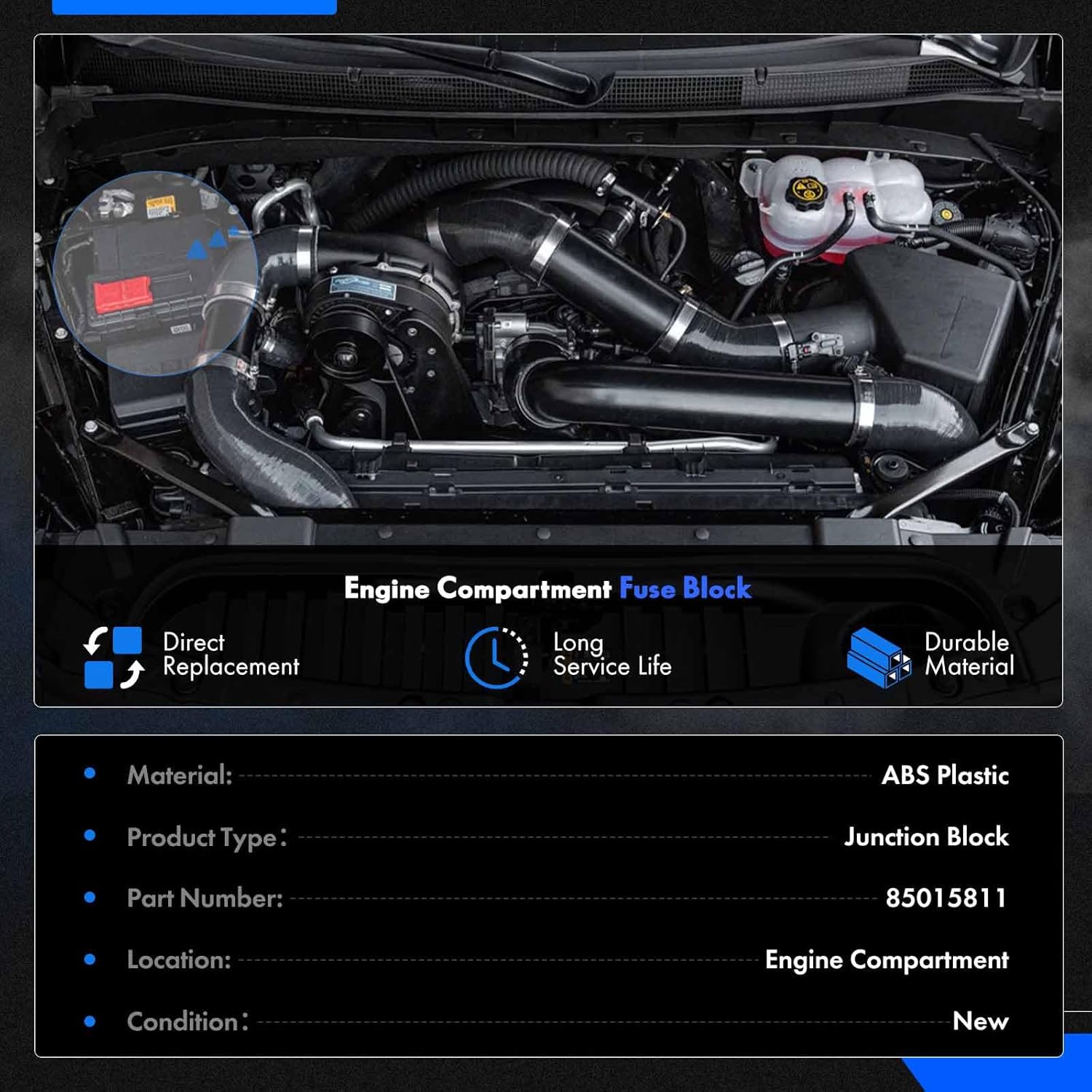 Battery Distribution Engine Compartment Fuse Block - Fit for Chevy Silverado 2500 HD 2024-2025 for GMC Sierra 2500 HD 2024-2025 V8 6.6L - Replaces# 85015811, 85116053