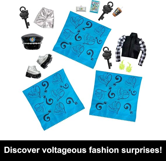 Monster High Doll and Fashion Set, Frankie Stein with Dress-Up Locker and 19+ Surprises, Skulltimate Secrets, HKY62