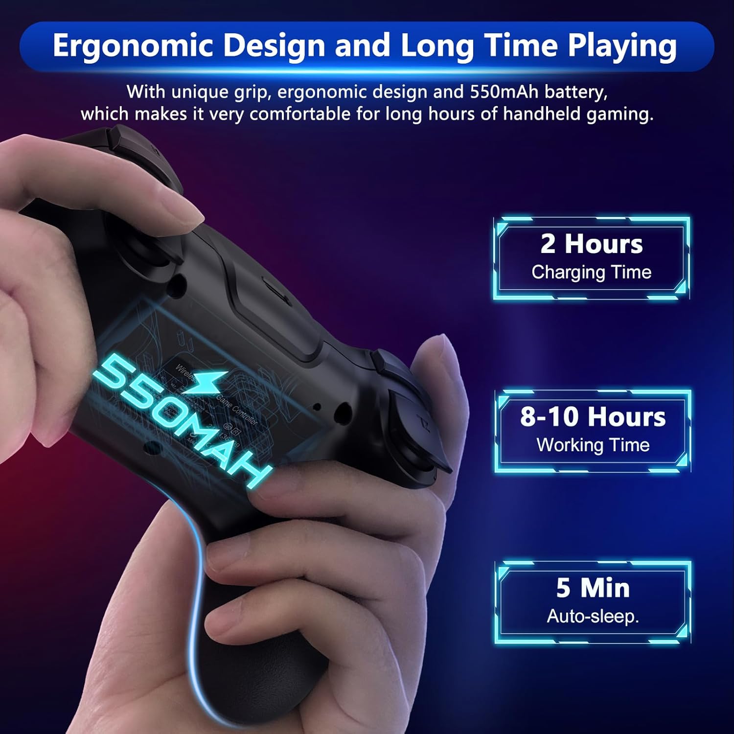 Upgraded Switch Controller, Wireless Pro Controller for Switch 2/Lite/OLED, Bluetooth Remote Gamepad with Hall Effect Joystick, 6-Axis Gyro, Dual Motor & Turbo (Black) - Image 6