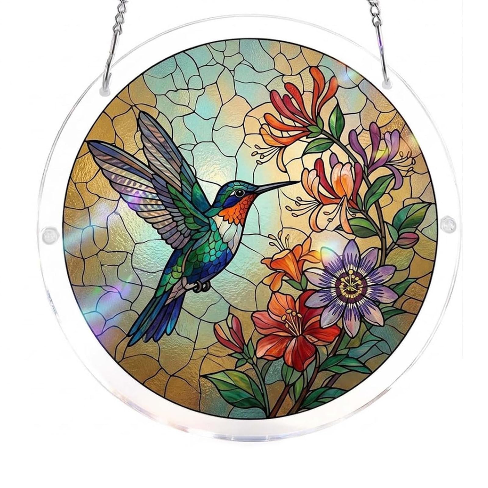 Acrylic Puzzles Suncatcher Window Hanging, 7.4 Inch DIY Suncatcher Kits for Doors Garden, Stained Glass Acrylics Sun Catcher Puzzle for Women & Men Birthday Home Decor (#20)