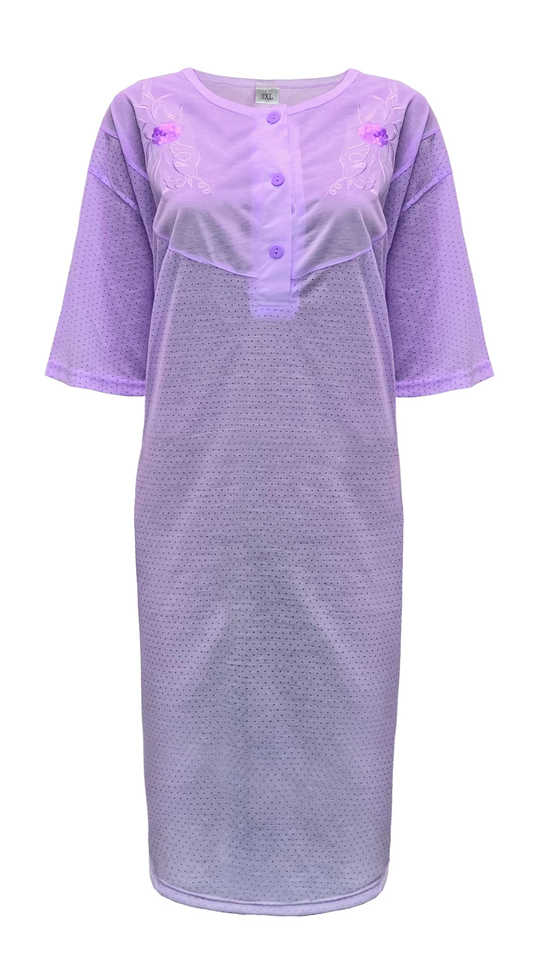 i-Smalls Women's Plus Size Nightdress Super Soft Lightweight Cotton Rich Nightie 3XL to 6XL (Spot Purple) 3XL