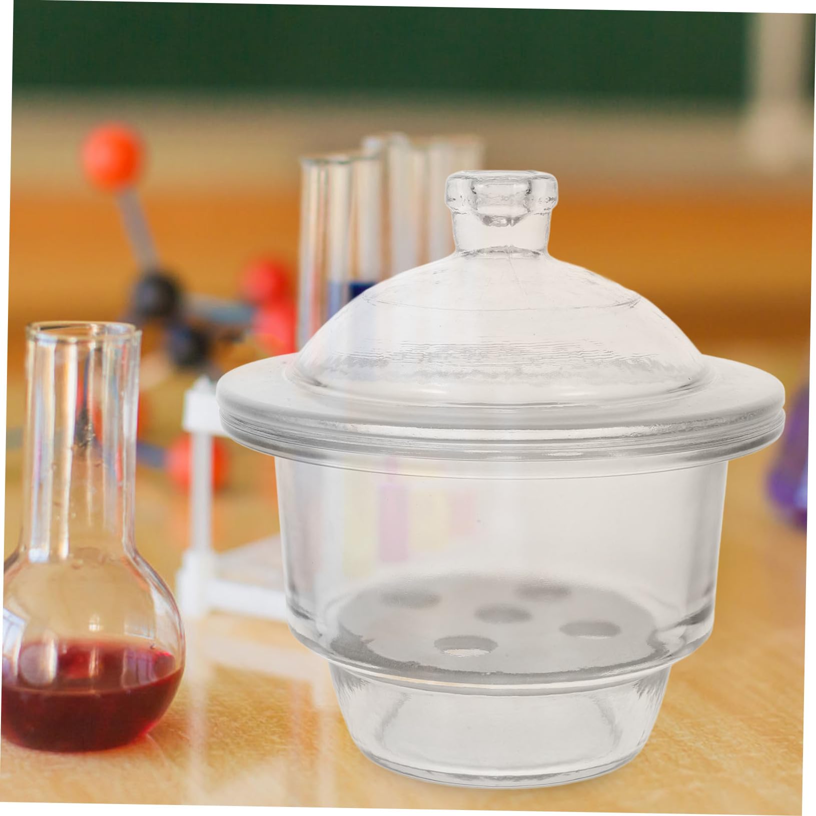 MAGICLULU Bocal de Séchage en Verre sous Vide 150 Mm pour Laboratoire, Dessiccateur Chimique Résistant la Corrosion, Pot Déshydratant Solide pour Matériel Scientifique