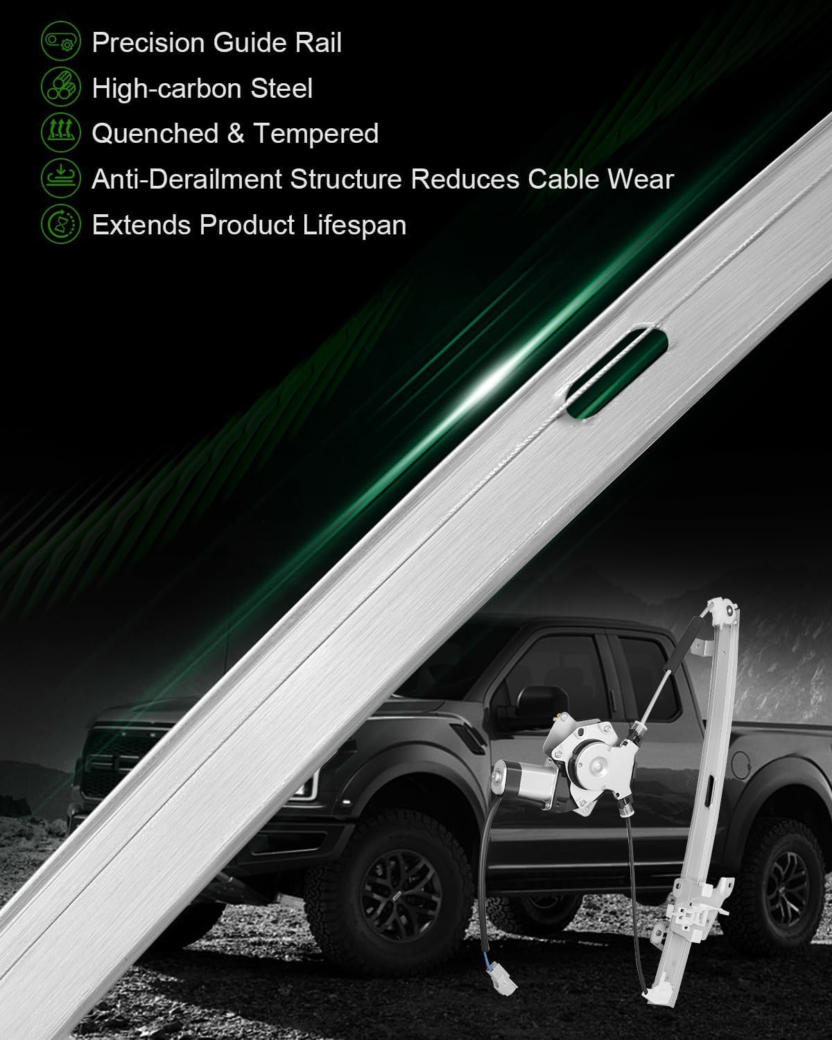 Rear Left Driver Side Power Window Regulator with Motor for:-Mitsubishi Galant 2004 2005 2006 2007 2008 2009 2010 2011 2012 4 Door Sedan 2.4L L4 with 2 Pin OE# 748-584 135-58656L