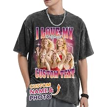 Custom Bootleg Rap Tee for Boyfriend Girlfriend Face T-Shirt, Custom Rap T-Shirt with Photo& Text, Ideal Gift for Him Her