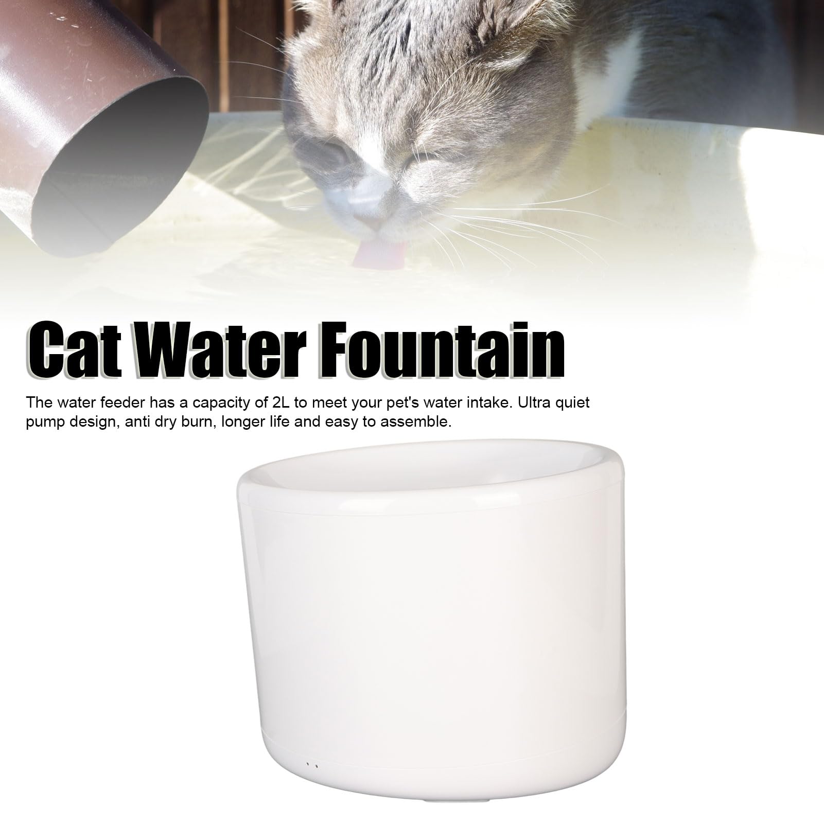 Annadue Fuente de Agua para Gatos para Beber, Fuente para Gatos WiFi de 2 L, Dispensador de Agua Ultra Silencioso para Mascotas, Control de Aplicación, Triple Filtración, Higiénic (Enchufe de la UE)