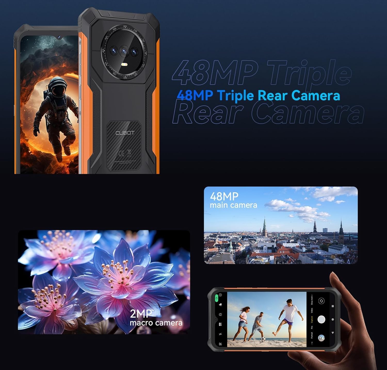 CUBOT KINGKONG ES battery life illustration showing standby, call, music, and video times