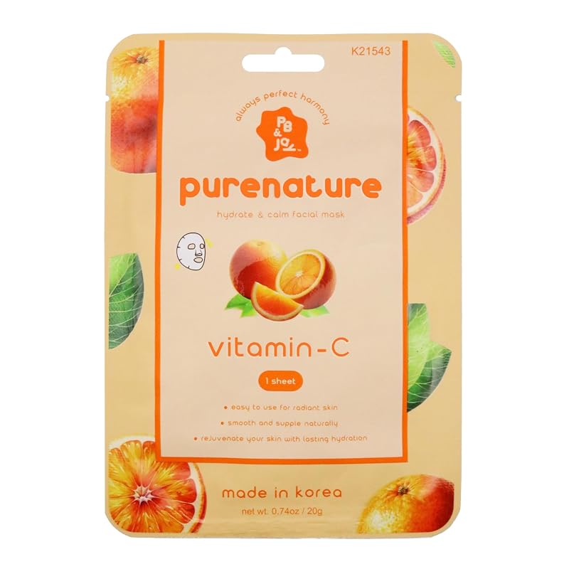 Máscara facial de folha com vitamina C PB & JAY, 1 unidade