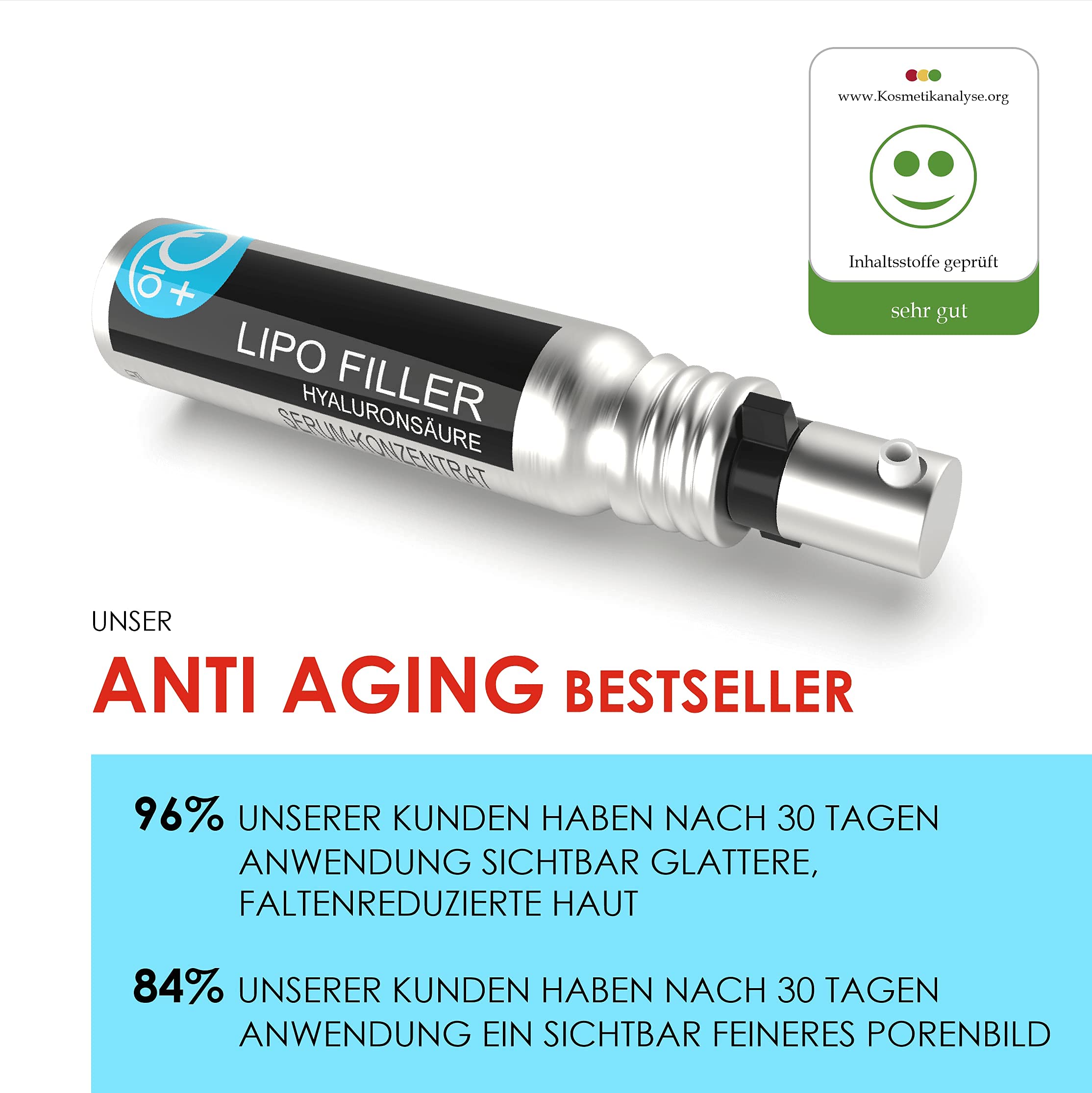 Hyaluron Serum hochdosiert mit Q10 - anti aging - anti Falten Gesichtspflege - Hyaluronsäure Faltenfiller - Porenverfeinerer - nachhaltige Kosmetik aus Deutschland - vegan - 100ml