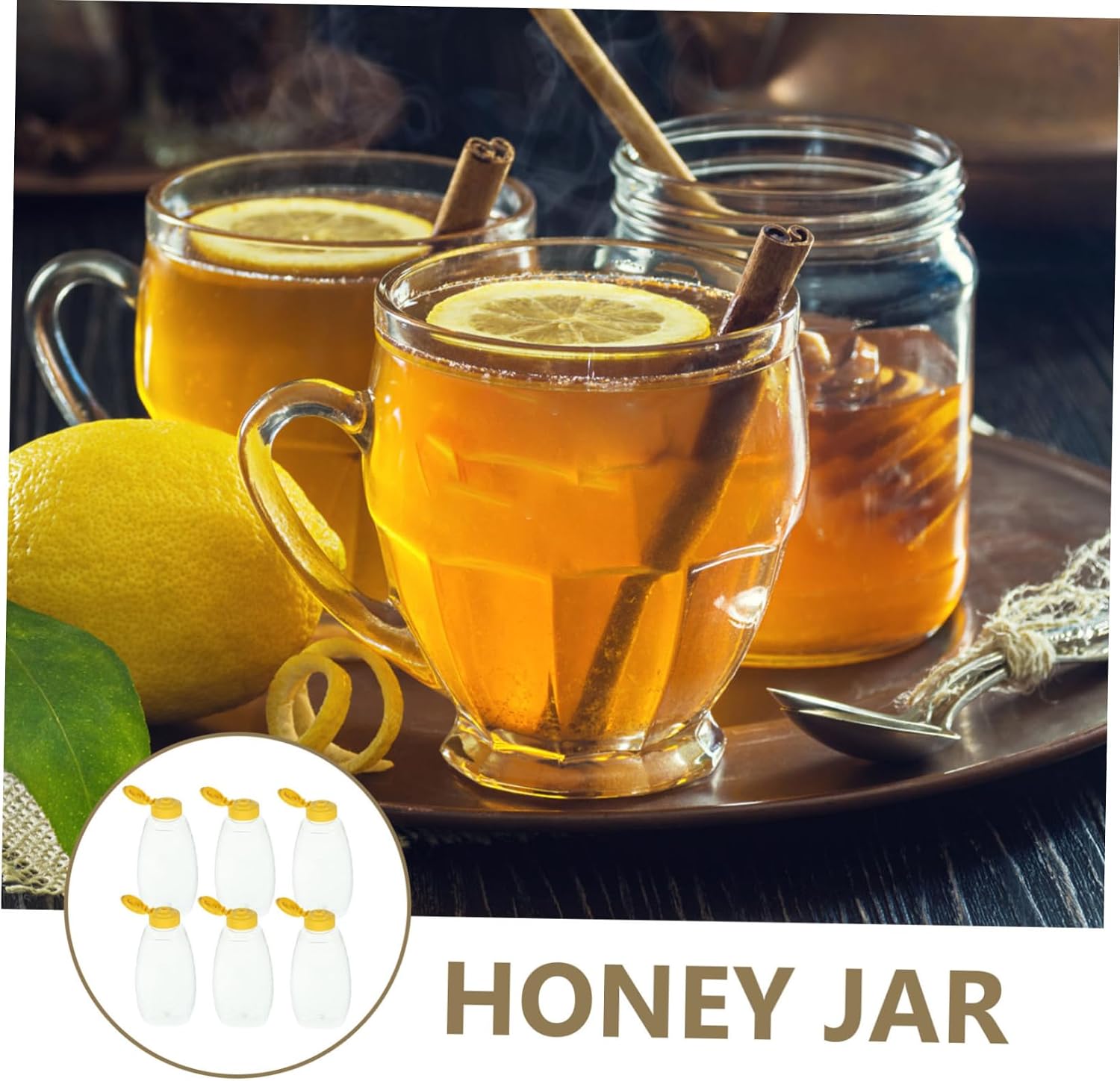 6pcs Plastic Honey Squeeze Bottle Jars with Lids Xmas