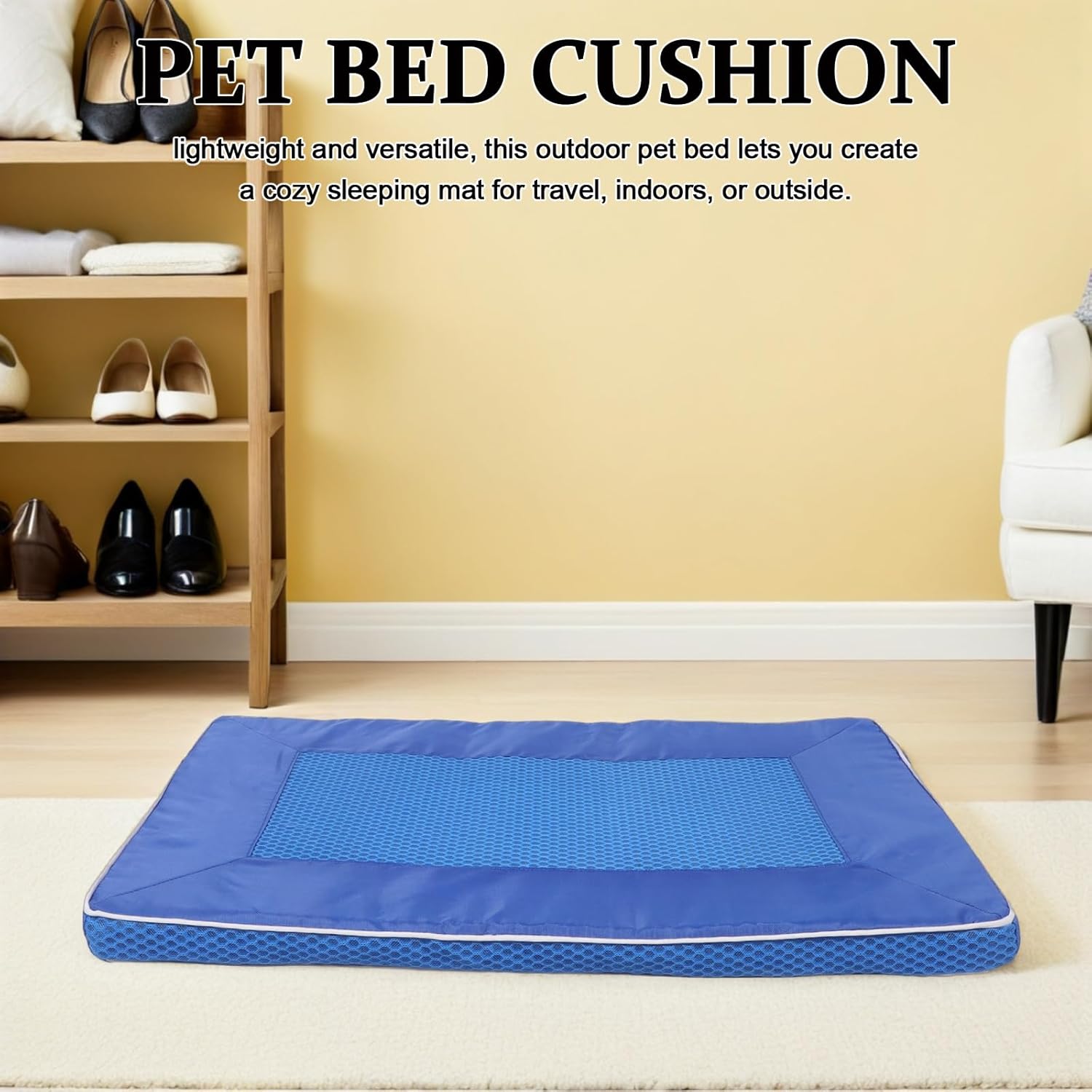 Breathable Pet Bed Mat Cooling Dog Summer Nest Non-Slip Puppy Pad 63x44x3.5cm Indoor Floor Cushion for Small Dogs and Cats