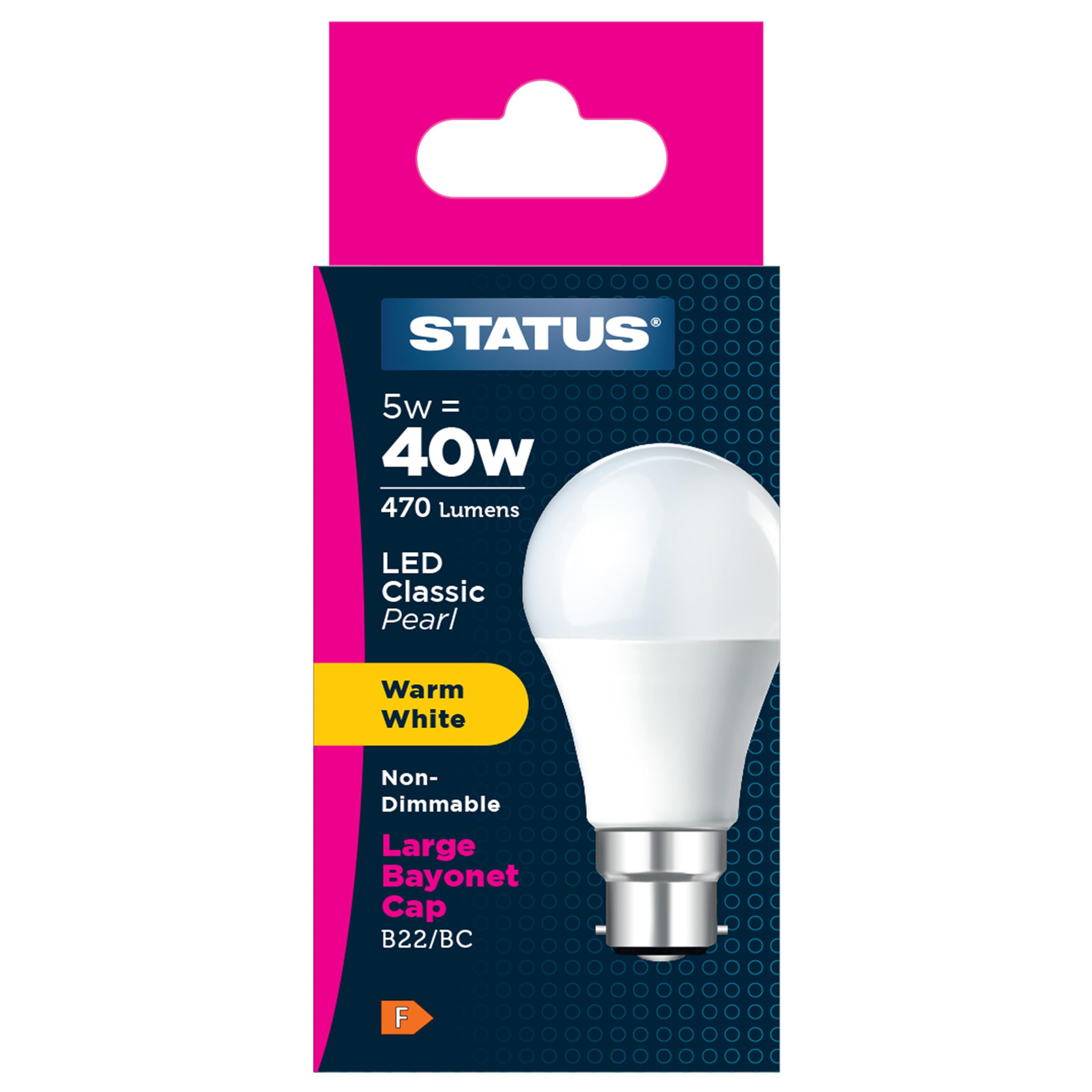 Status 5W (=40W) BC GLS Opal Warm White LED Light Bulb