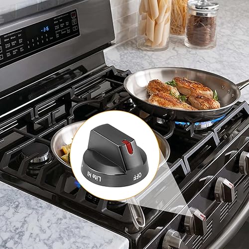 Miniatura 8 de MIFLUS Black DG64-00473B - Pomo de estufa de gas de acero inoxidable para perillas de estufa eléctrica, estufa de gas, pomos de quemador de