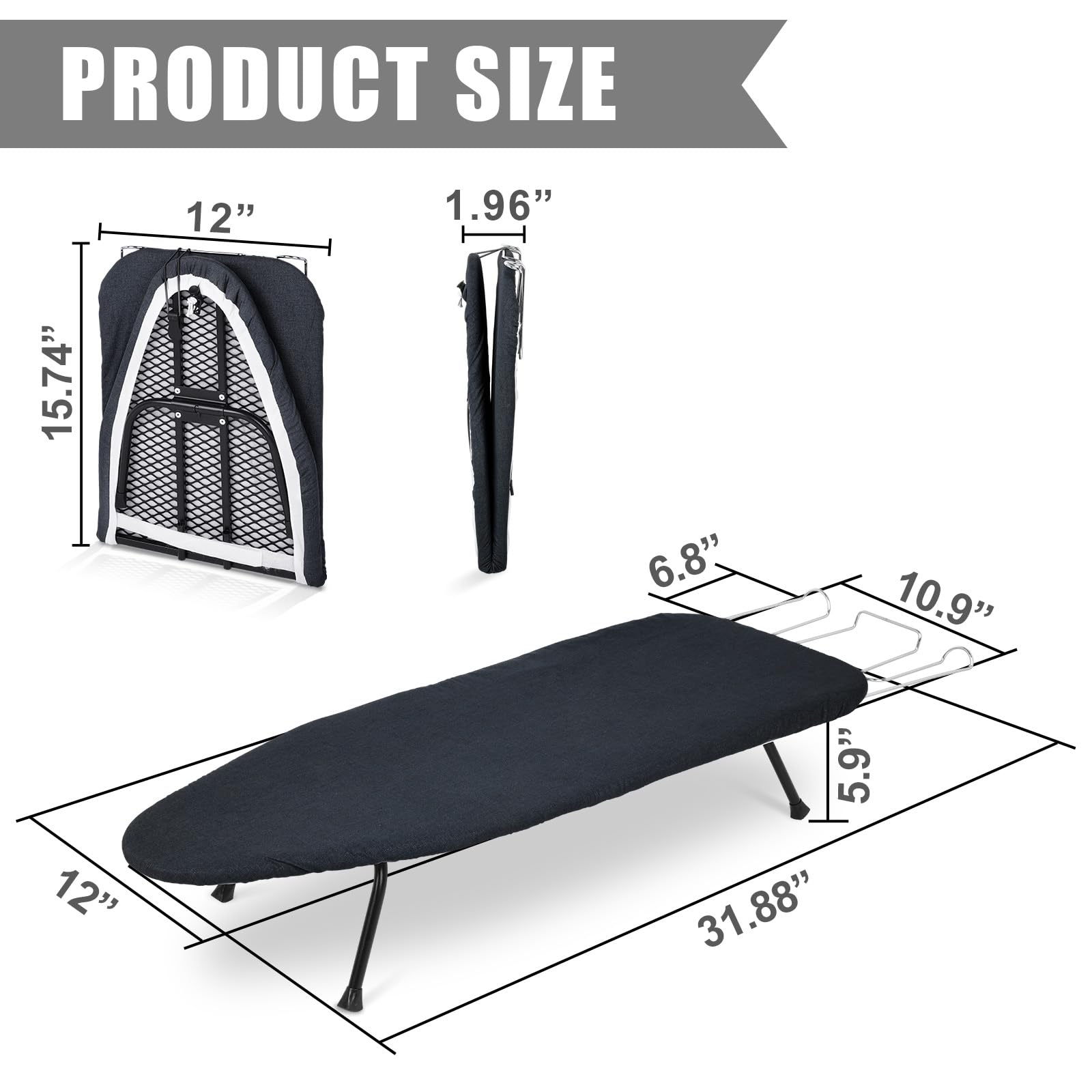 Amazon.com: Tioncy Metal Foldable Tabletop Ironing Board with Iron