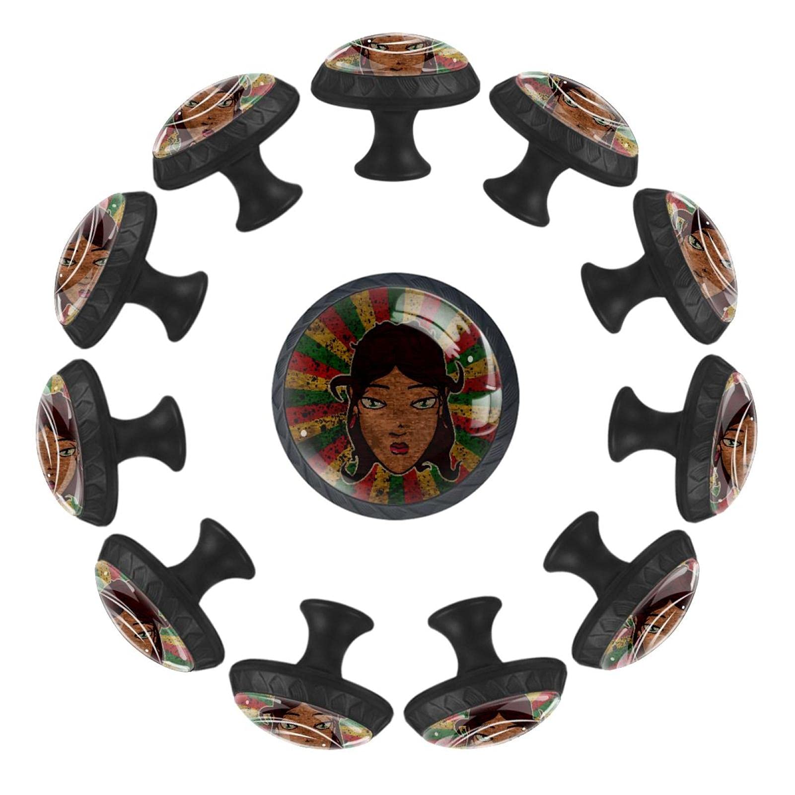 Boutons de tiroir ronds de 35 mm avec tête de fille pour commode de crèche - Lot de 12