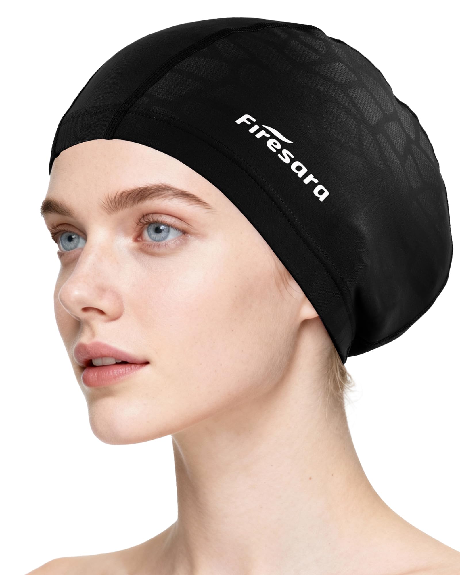 Firesara Large Fabric Swimming Cap for Long, Thick Hair, Comfortable, Non-Slip Swimming Cap for Braids, Buns, Dreadlocks and Weaves, Breathable, Quick-Drying, Designed for Women and Men