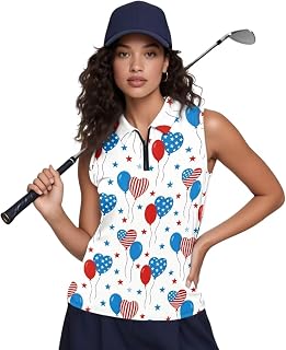 Polos for Women, Women's Sleeveless Golf Polo Shirts Workout Tank Tops 1/4 Zip Tennis Athletic Pullover