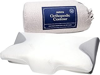 Sutera Dream Deep Contour Memory Foam Pillow - Orthopedic Neck Support, Pain Relief for Side Back Stomach Sleepers, Washable Cover