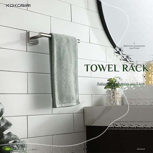 Miniatura 9 de KOKOSIRI Toalleros de baño de 20 pulgadas, toallero de baño, toallero, anillo de toalla de níquel cepillado B4005BR-L20+B3008BR