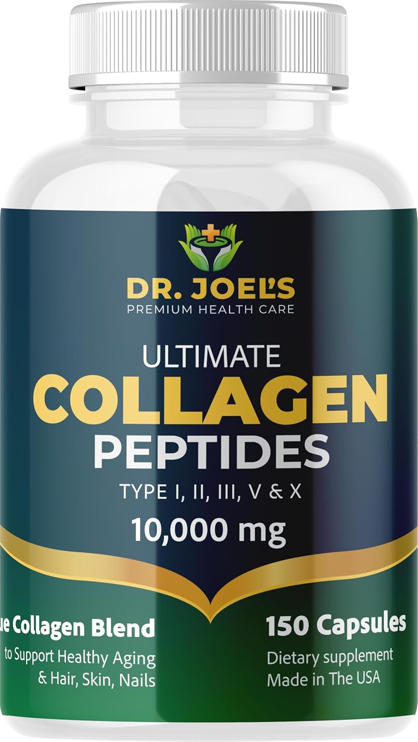 Dr. JOEL'S Multi Collagen Complex for Women and Men - Collagen Peptides Capsules with Biotin - Ultimate Collagen Pills 150 - Type I, II, III, V & X - Made in the USA