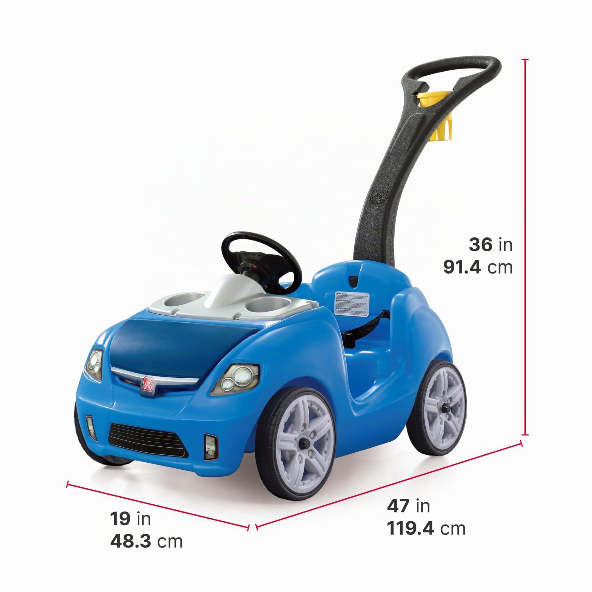 Step2 Whisper Ride Kinderauto/Rutscher in Blau | Spielzeug Auto mit Schiebestange | Kinderfahrzeug/Rutscherauto ab 1.5 Jahre