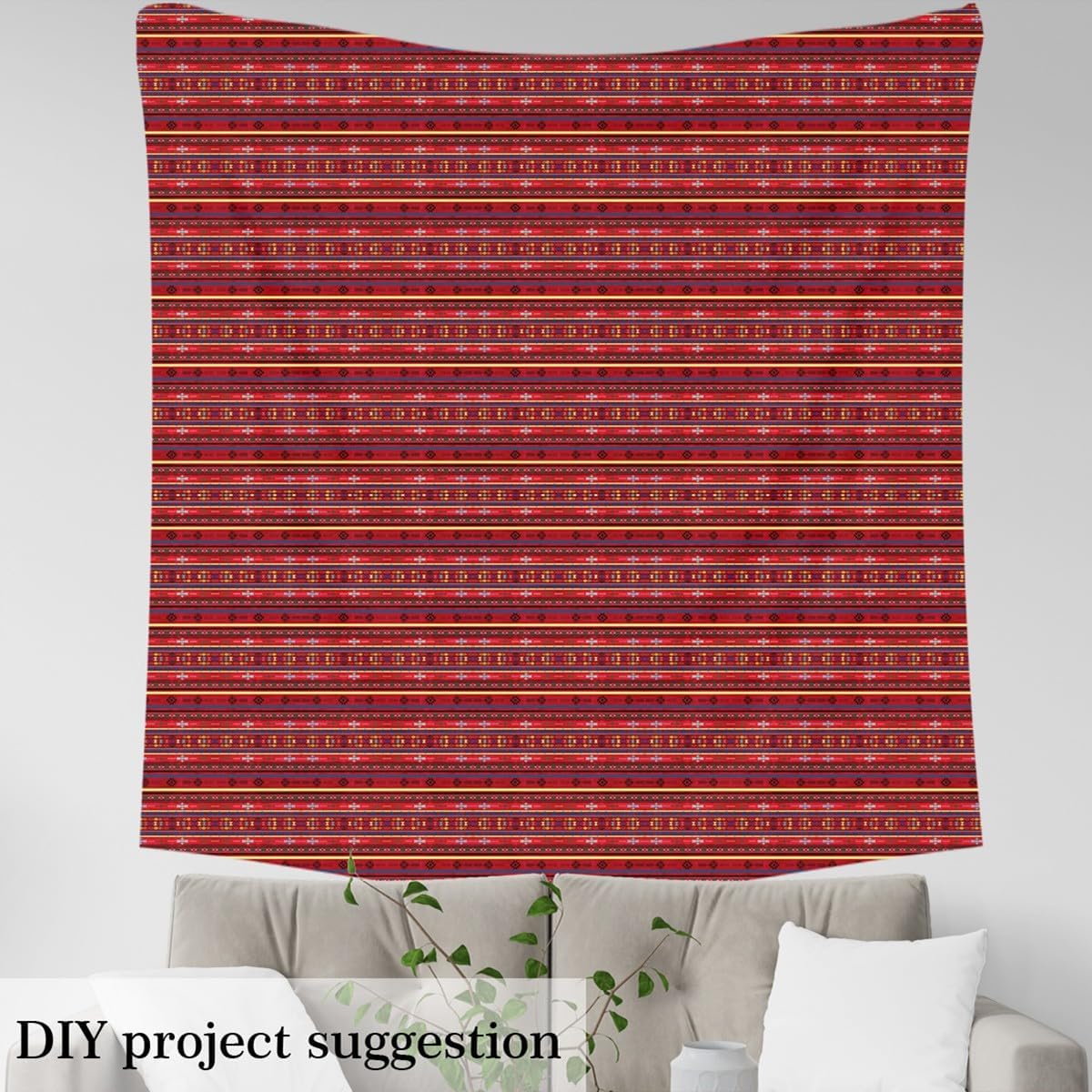 jejeloiu Southwestern Upholstery Fabric for Chairs 5 Yards Tribal Fabric by The Yard for Kids Boys Geometric Waterproof Outdoor Native American Design Red Yellow Outdoor Bedroom