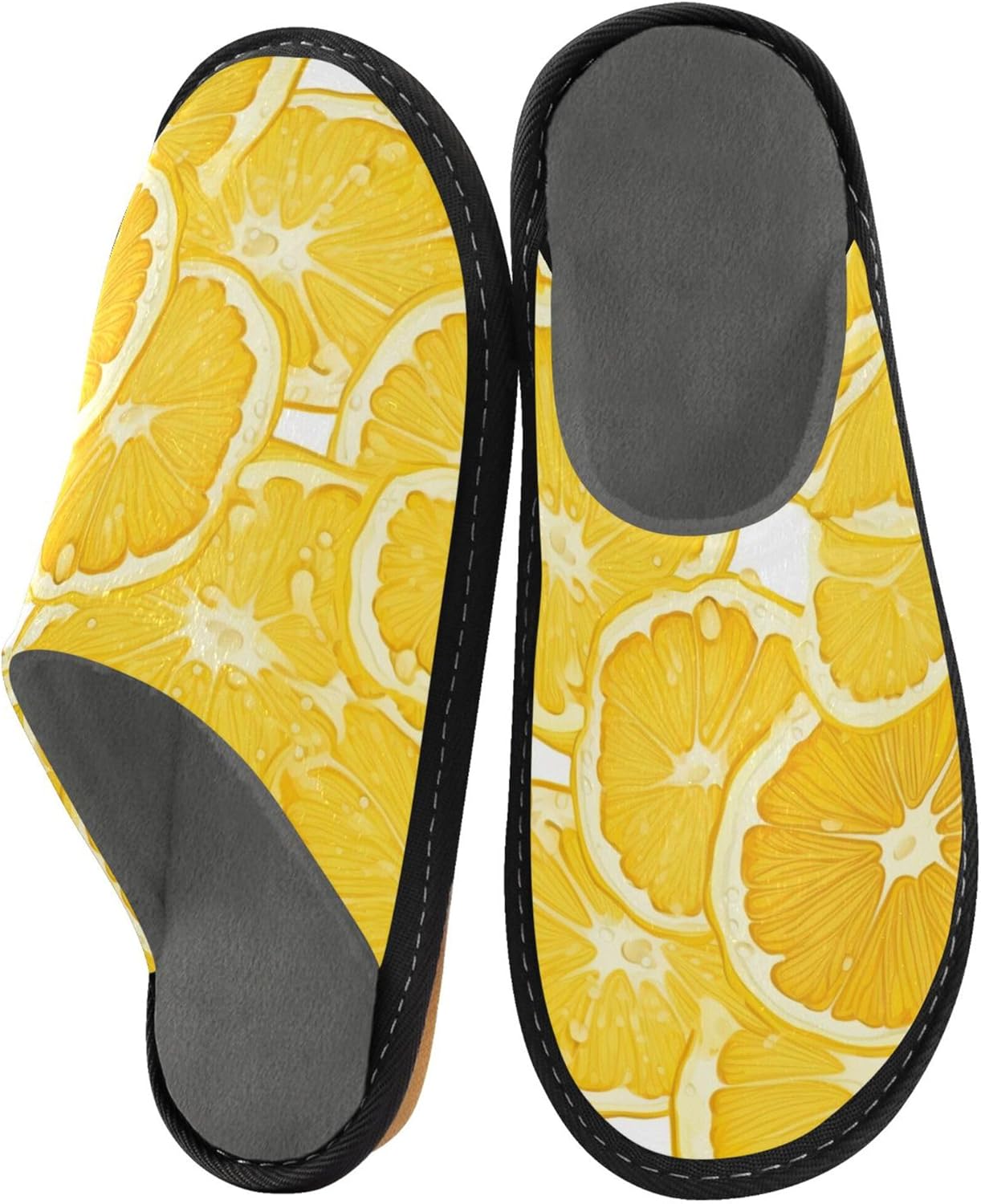 Lemon Fruit House Slippers – Cozy Fuzzy Slippers for Guests, Washable & Disposable, Perfect for Shoeless Home, Spa & Hotel Use A111478