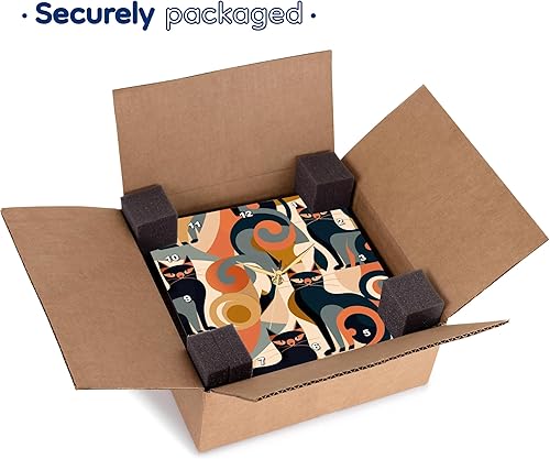 Miniatura 7 de 3dRose Wall Clock Silent - 15 inch - Playful Whiskers Set in a Retro Chic Backdrop - Craftsman Studios - Mid-Century Modern