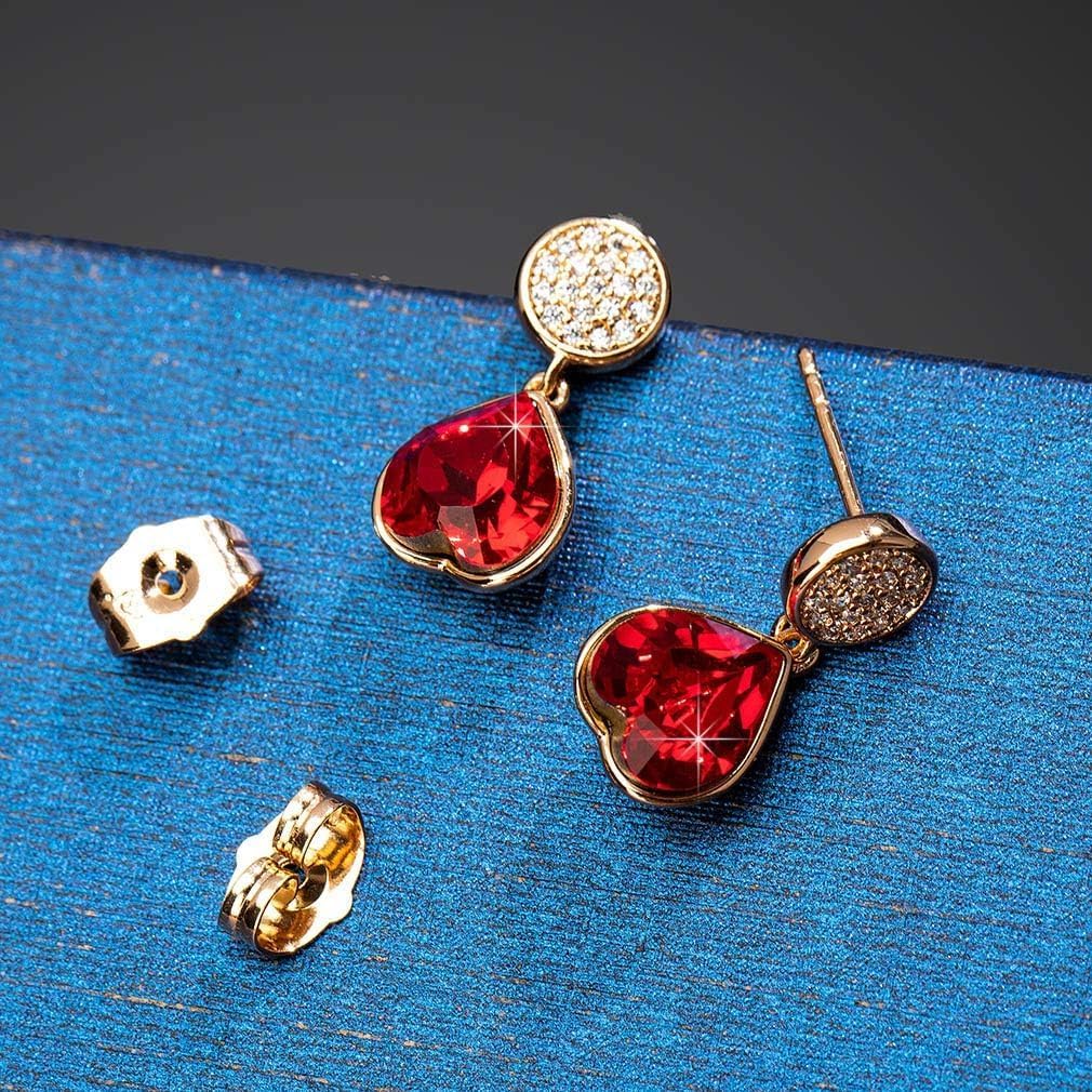 Austrian Crystal Heart Drop Stud Earrings for Women Fashion 14K Gold Plated Hypoallergenic Jewelry - Image 4