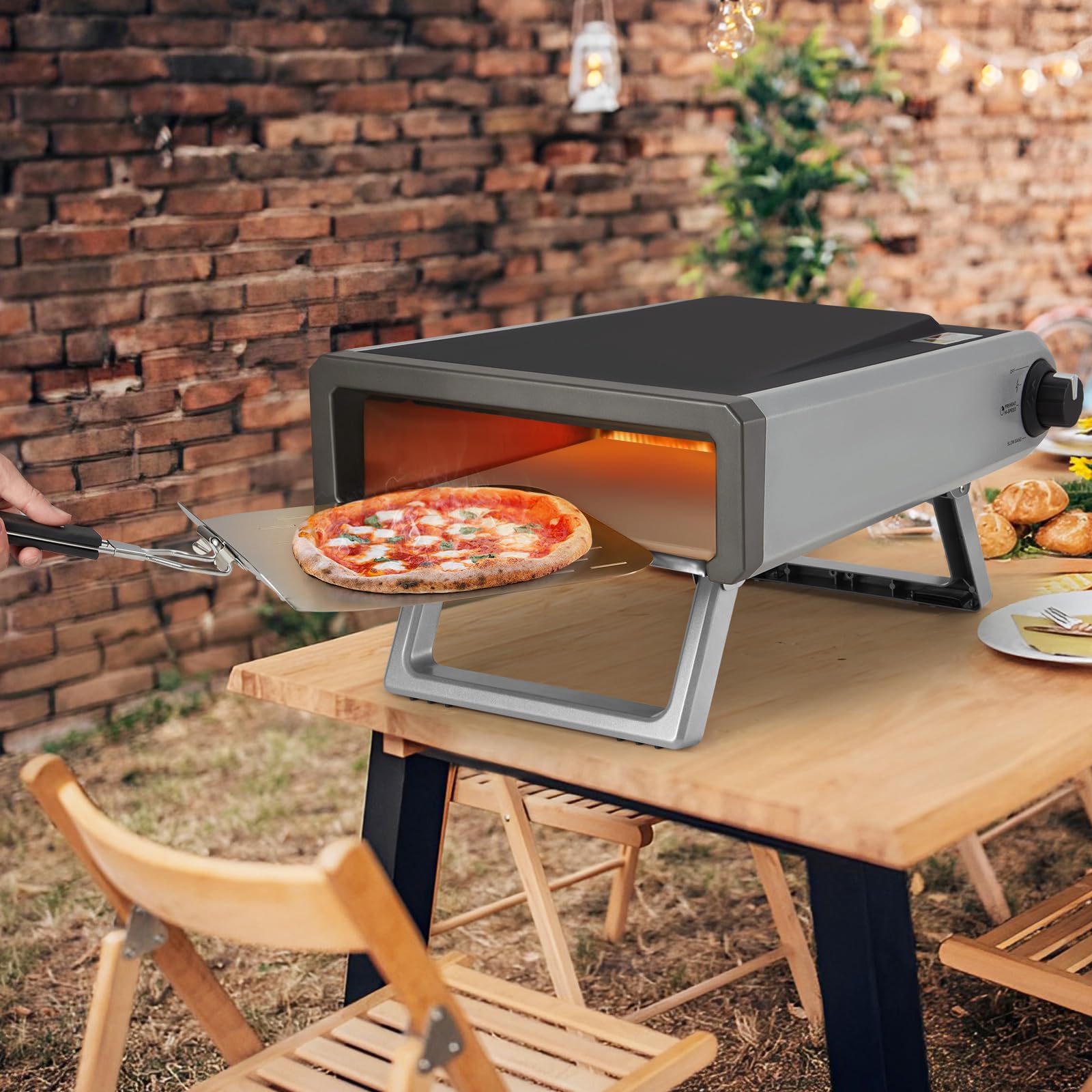 Garvee - Horno de pizza de gas portátil profesional - Fácil preparación de pizzas napolitanas caseras, con regulador y manguera, ideal extensionero, jardín, catering