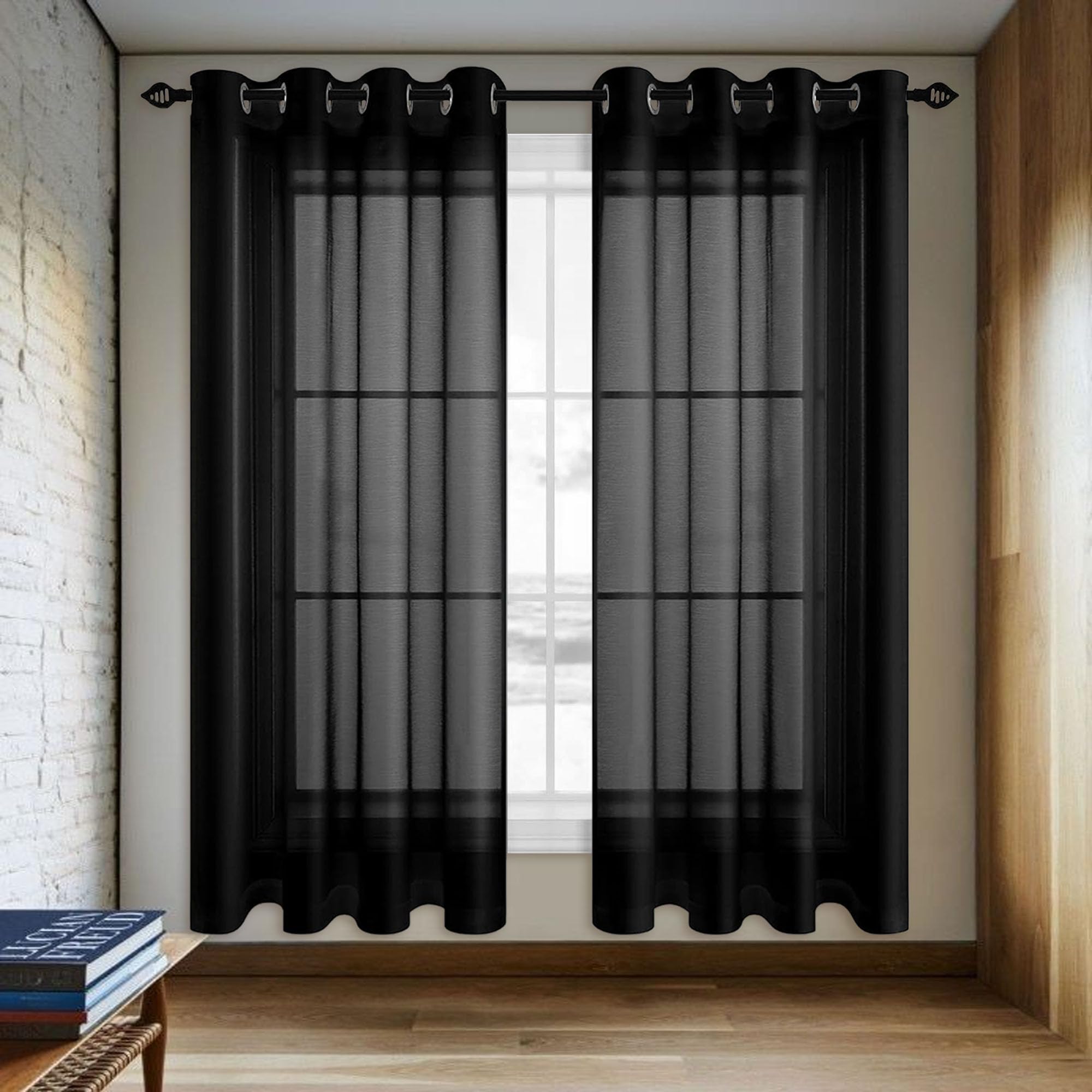 Rideau voilage anti-UV 340 x 240 cm pour bloquer vis-à-vis salon