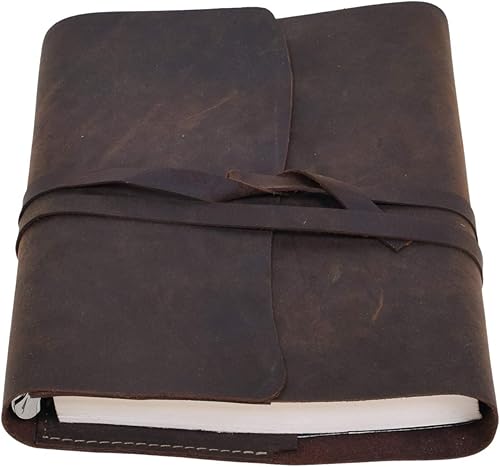 Miniatura 81 de Diario de viaje de cuero, cuaderno encuadernado vintage hecho a mano para hombres y mujeres, acabado antiguo, cuero de búfalo auténtico, papel