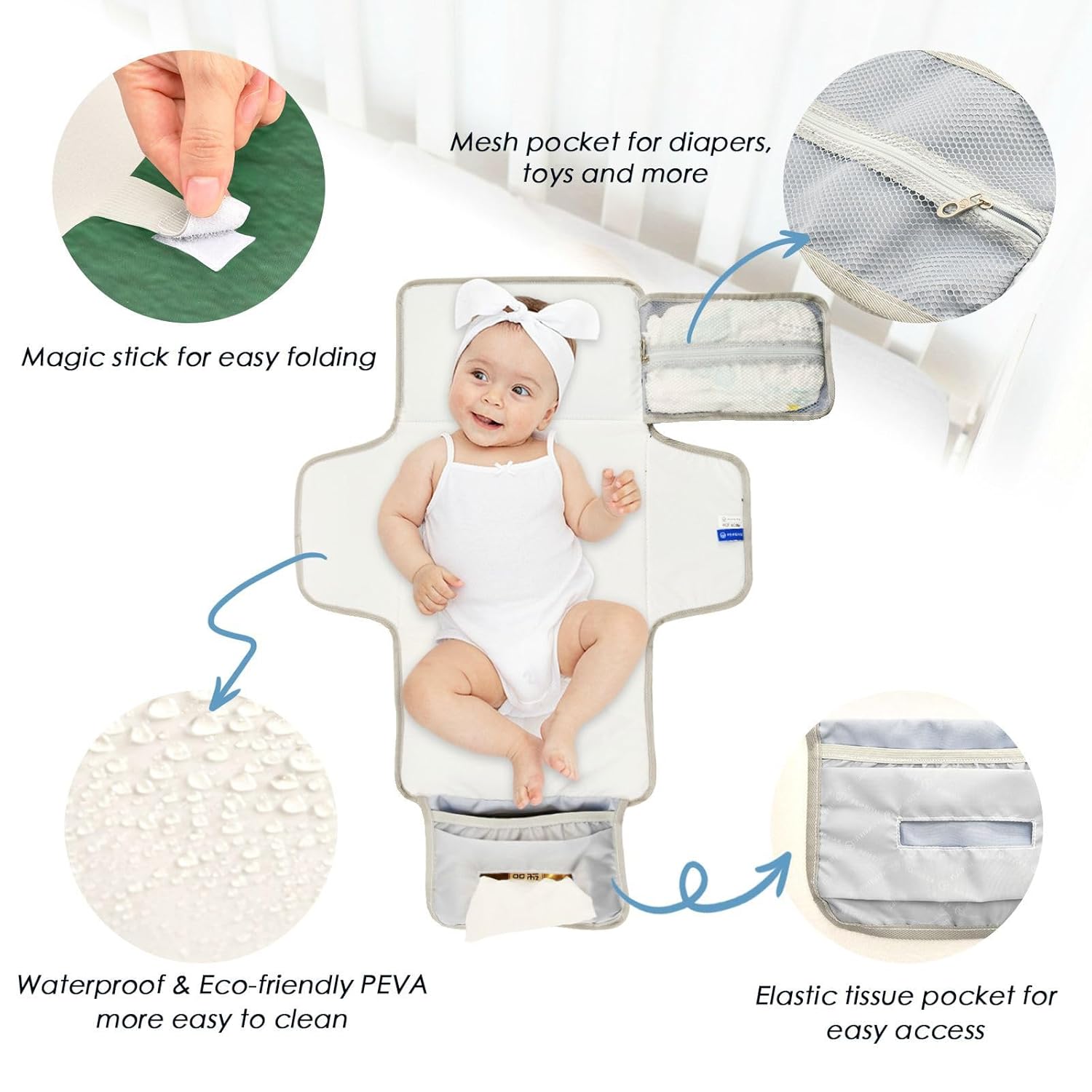 Green Solid Color Reusable Changing Table Pads with Tissue Pocket Portable Changing pad for Baby Infant Travel Station Kit cambiador de pa?ales para Bebes