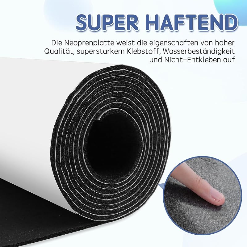 DOUJIAO Öntapadós Neopren Habszalag 300mm x 1,5m Hangszigetelő Hablemez