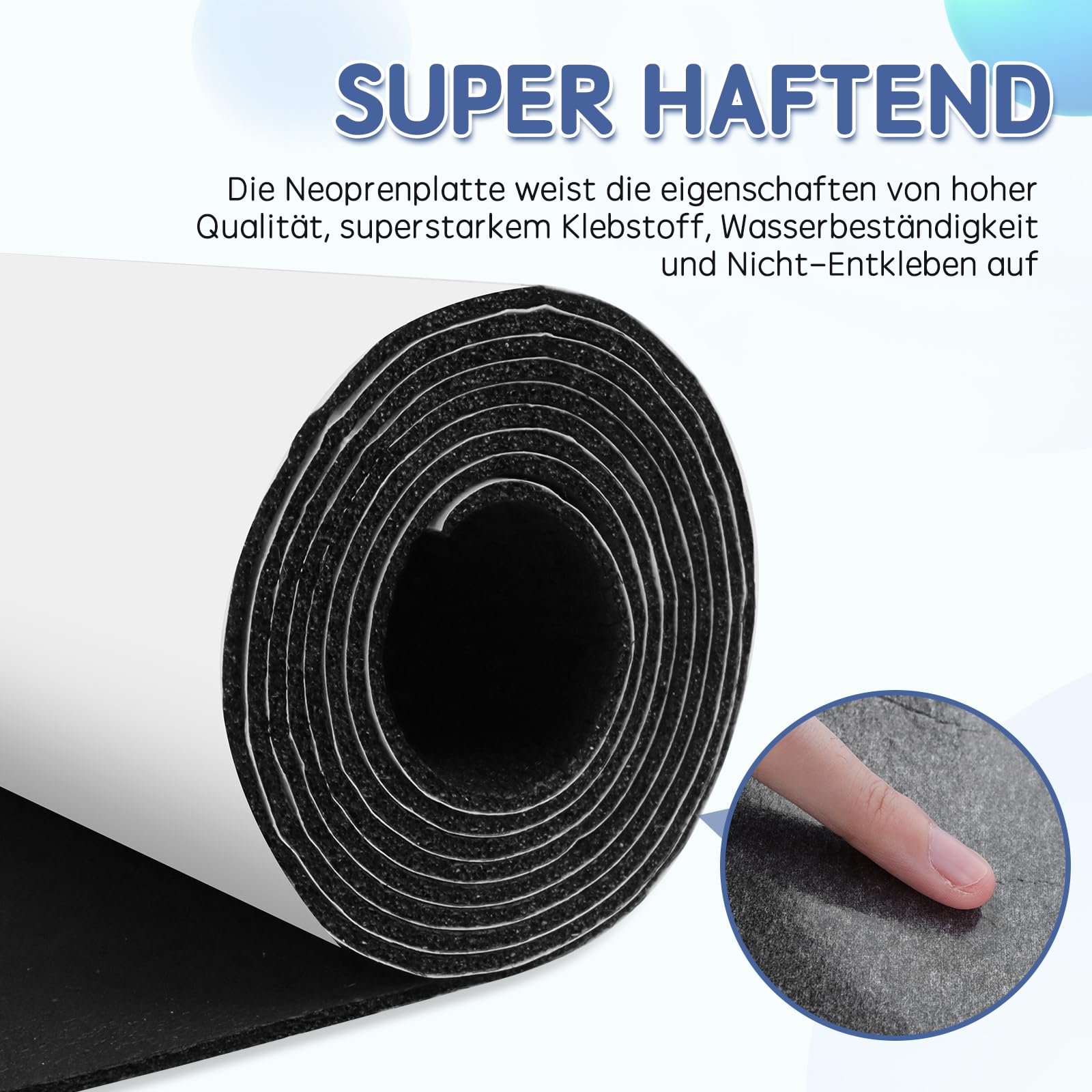 Rouleau de mousse autocollante anti vibration isolation phonique 300mm×1,5mm×1,5m Noir