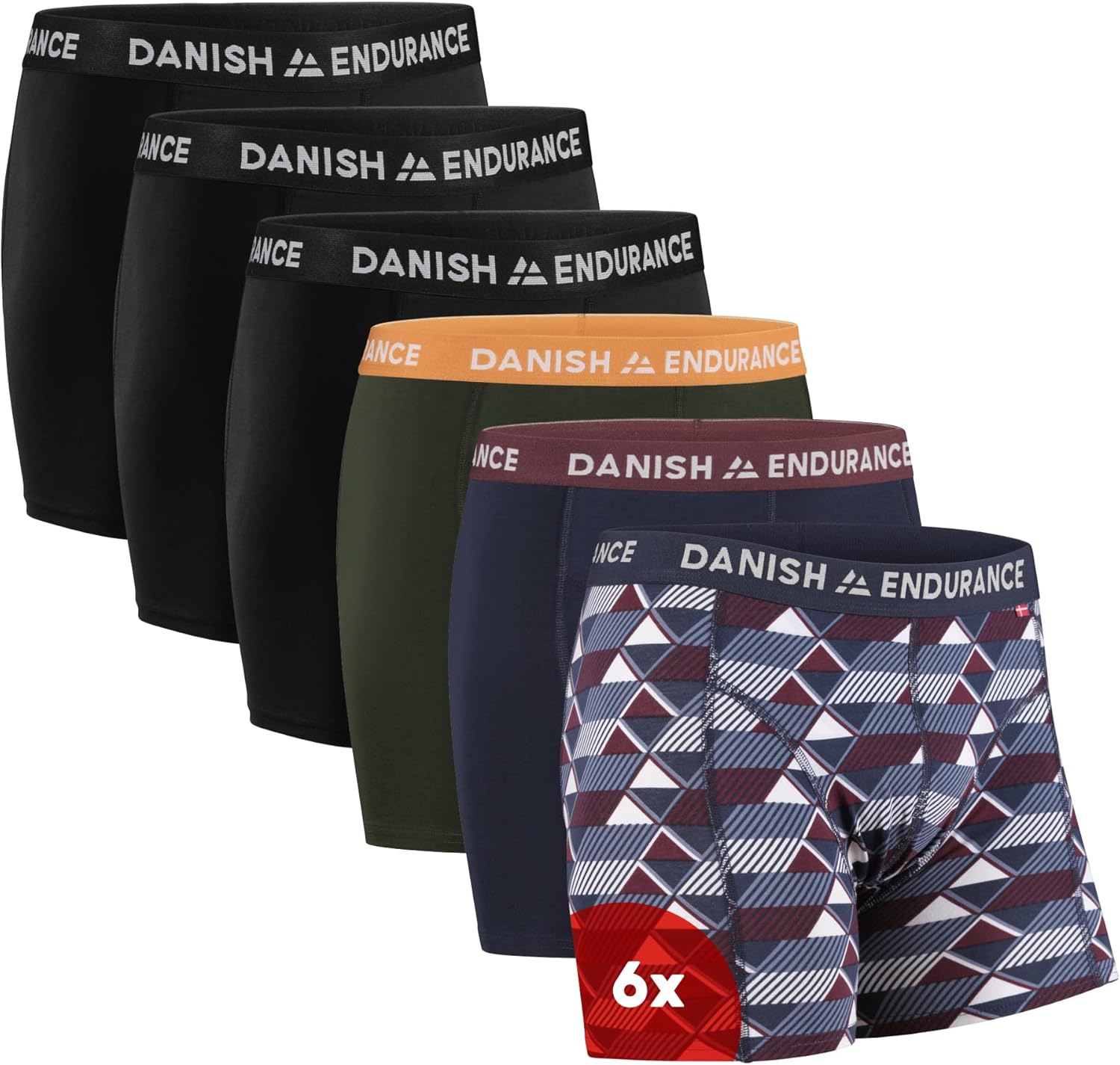 DANISH ENDURANCE Men's Cotton Boxer Briefs (6 or 10-Pack) – Soft, Stretchy, Breathable, With/Without Fly
