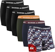 DANISH ENDURANCE 6-Pack of Boxer Shorts for Men, Soft Cotton, Underpants with Stretch, Comfortable and Tagless, With or Without Fly