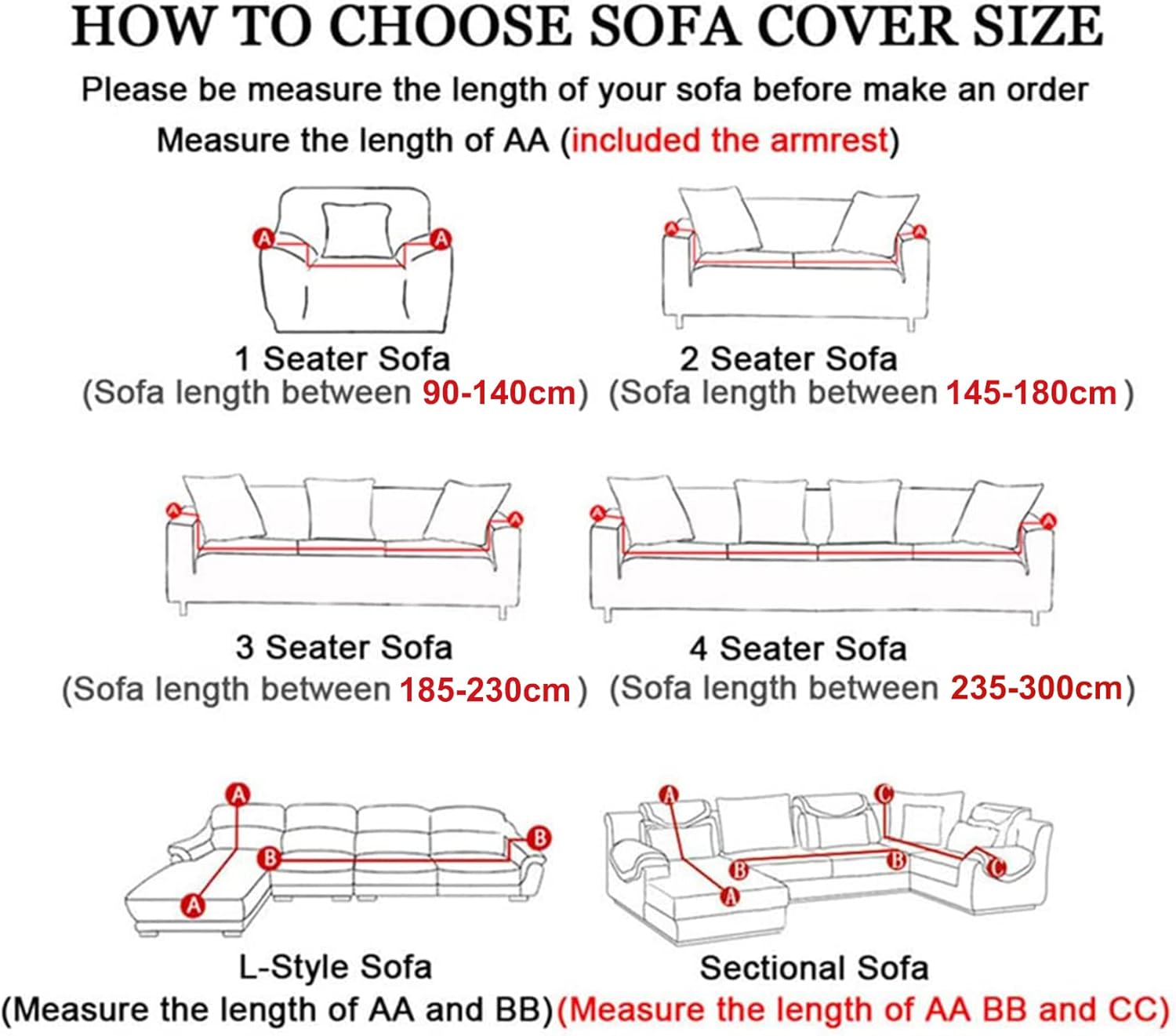 Anti-Wrinkle Jacquard Sofa Slipcover Stretch Thick Sofa Cover Water-Repellent Couch Cover Elastic Fitted Furniture Protector -Dark Grey-2 Seater 145-180cm