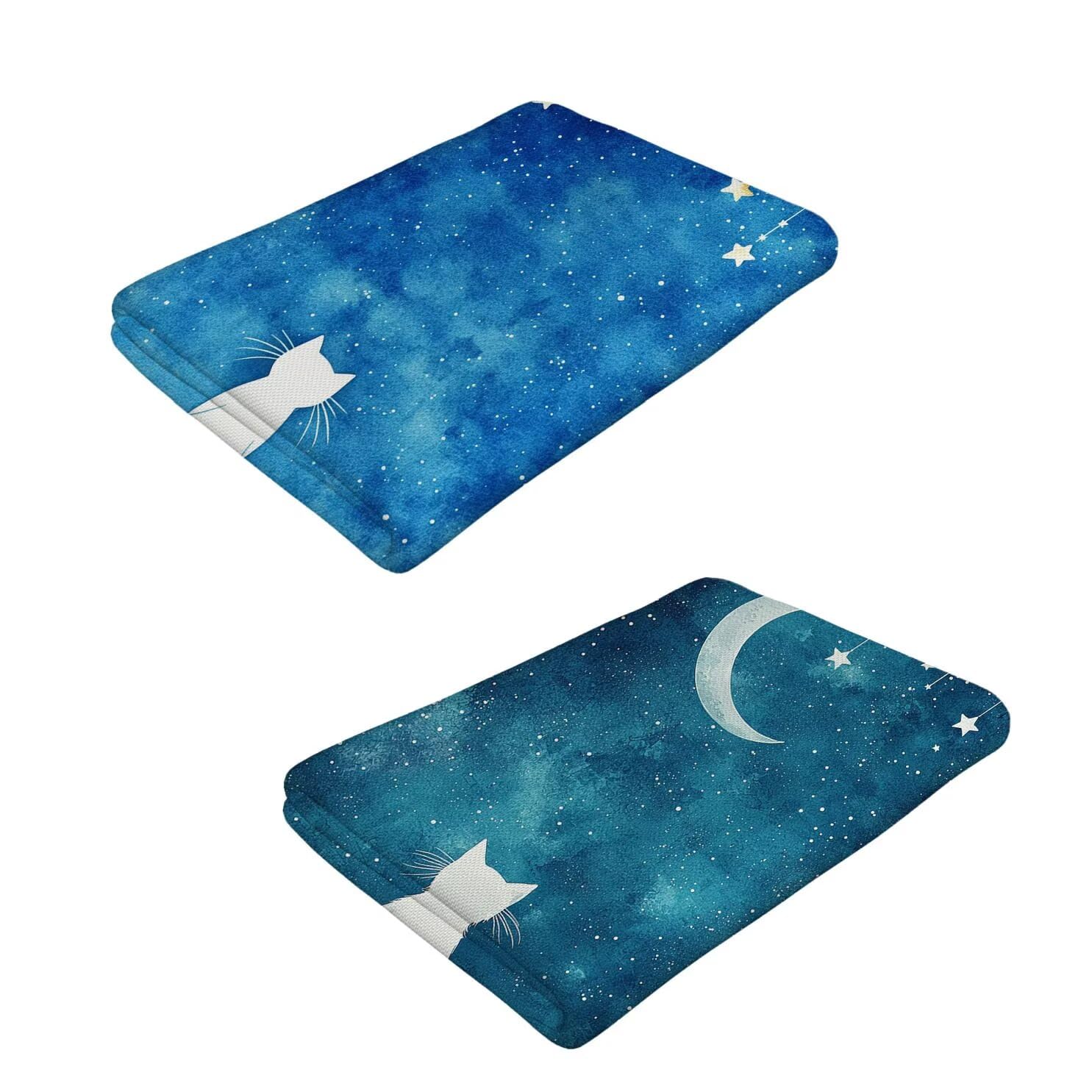 Toalla Playa Grande, 90 x 200 cm Toalla Microfibra Prevención de Arena, Toallas de Playa Ligera y de Secado Rápido, para a Viajes, Sauna, Gimnasio 2PCS Esterilla Playas Regalos Mujer (Luna gato) k1078