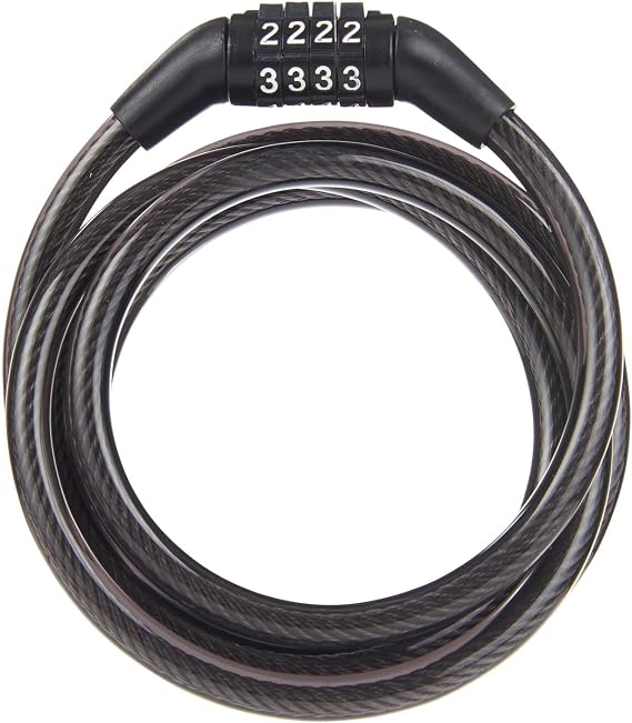 BRINKS 5 Ft Bike Lock Cable with Preset Combination, Vinyl Covered Bike Lock Combination Cable for Outdoor Use