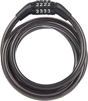 BRINKS 5 Ft Bike Lock Cable with Preset Combination, Vinyl Covered Bike Lock Combination Cable for Outdoor Use