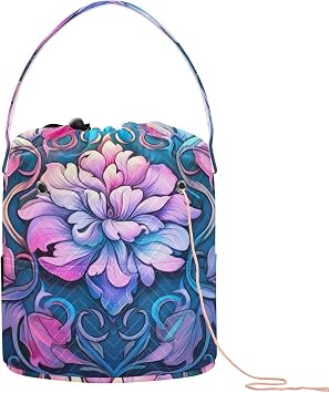 YETTASBIN Mandala Yarn Storage Bag, Large Crochet Knitting Bag Organizer Portable Drawstring Tote for Crocheting Projects, Hold Skeins Balls, Yarn Needles Accessories - Gift for Knitters