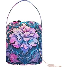 YETTASBIN Mandala Yarn Storage Bag, Large Crochet Knitting Bag Organizer Portable Drawstring Tote for Crocheting Projects, Hold Skeins Balls, Yarn Needles Accessories - Gift for Knitters