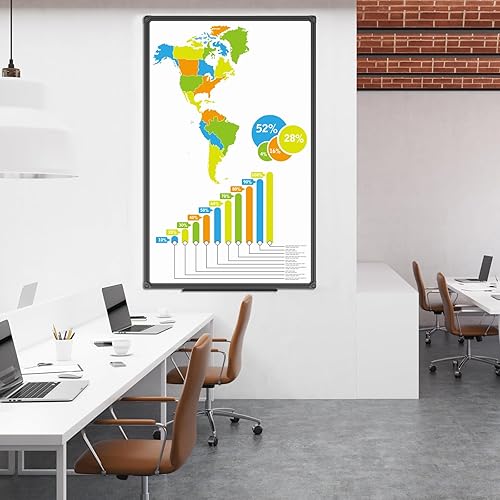 Miniatura 5 de JILoffice Pizarra blanca magnéticapizarra blanca, pizarra de borrado en seco de 48 x 31 pulgadas, marco de aluminio negro, tablero montado en la