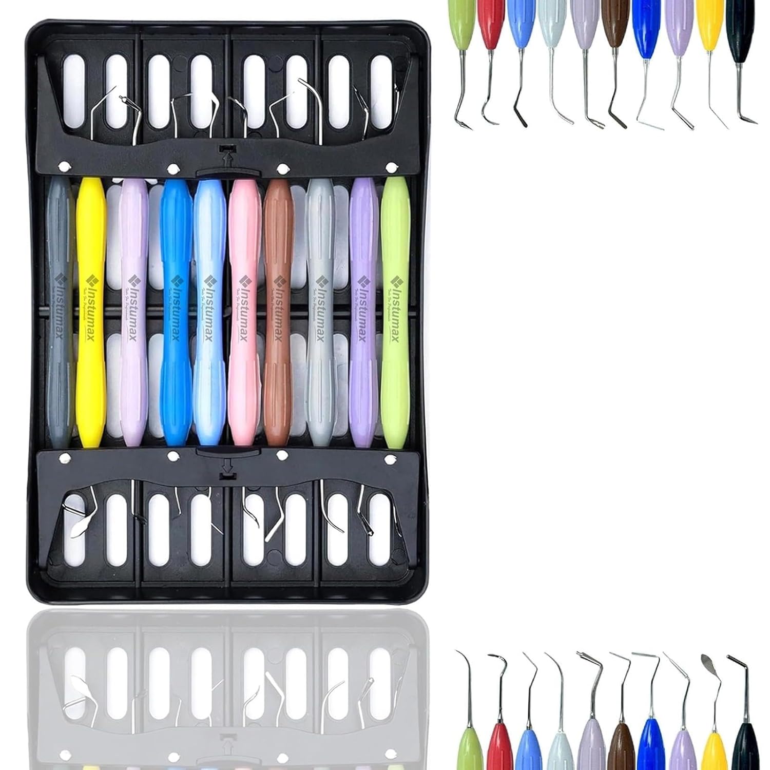 10 Pcs Dental Composite Filling Instruments Set with Cassette, Black Plasma Coated Non-Stick Restorative Kit, Stainless Steel Professional Surgery Set, Fully Autoclavable