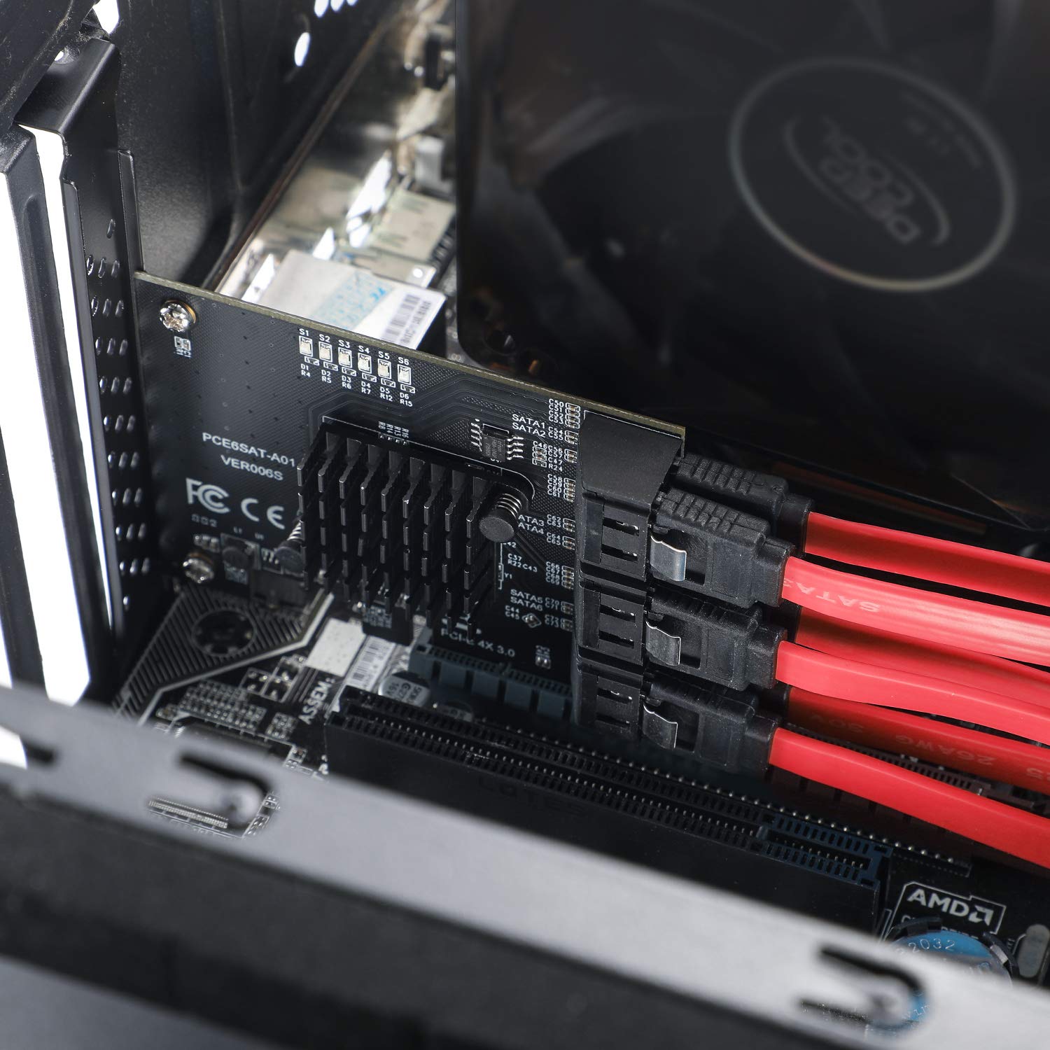 Karta Rozszerzeń PCIe 4x 3.0 do 6 Portów SATA 3.0 6 Gb/s, Karta Kontrolera PCIe z Obsługą Hot Swap, Kompatybilna z Windows XP/7/8/10/Linux