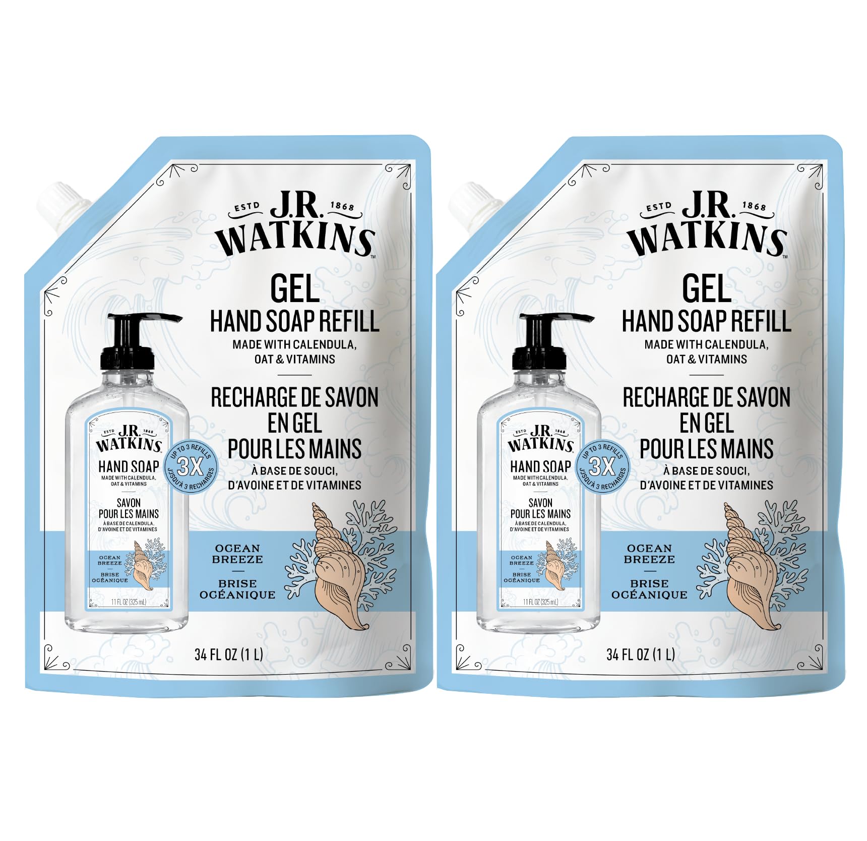 J.R. Watkins Moisturizing Gel Hand Soap Refill 2 Pack