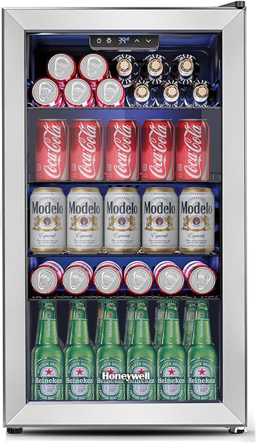 Honeywell Beverage Refrigerator and Cooler, 116 Can Mini Fridge with