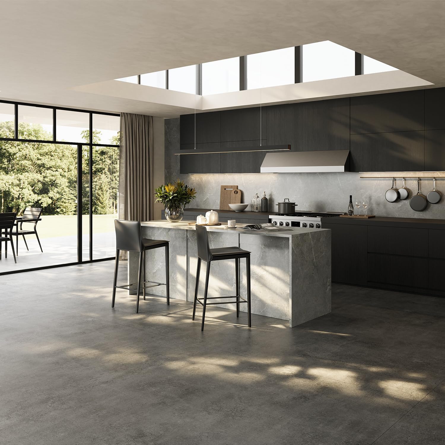 Homsee 94.5-Inch Large Kitchen Island with Storage, 6-Door Home Bar Table Kitchen Station with Seating, Wood Stationary Island Table Breakfast Counter for Dining Room, Grey with Marble Veneer