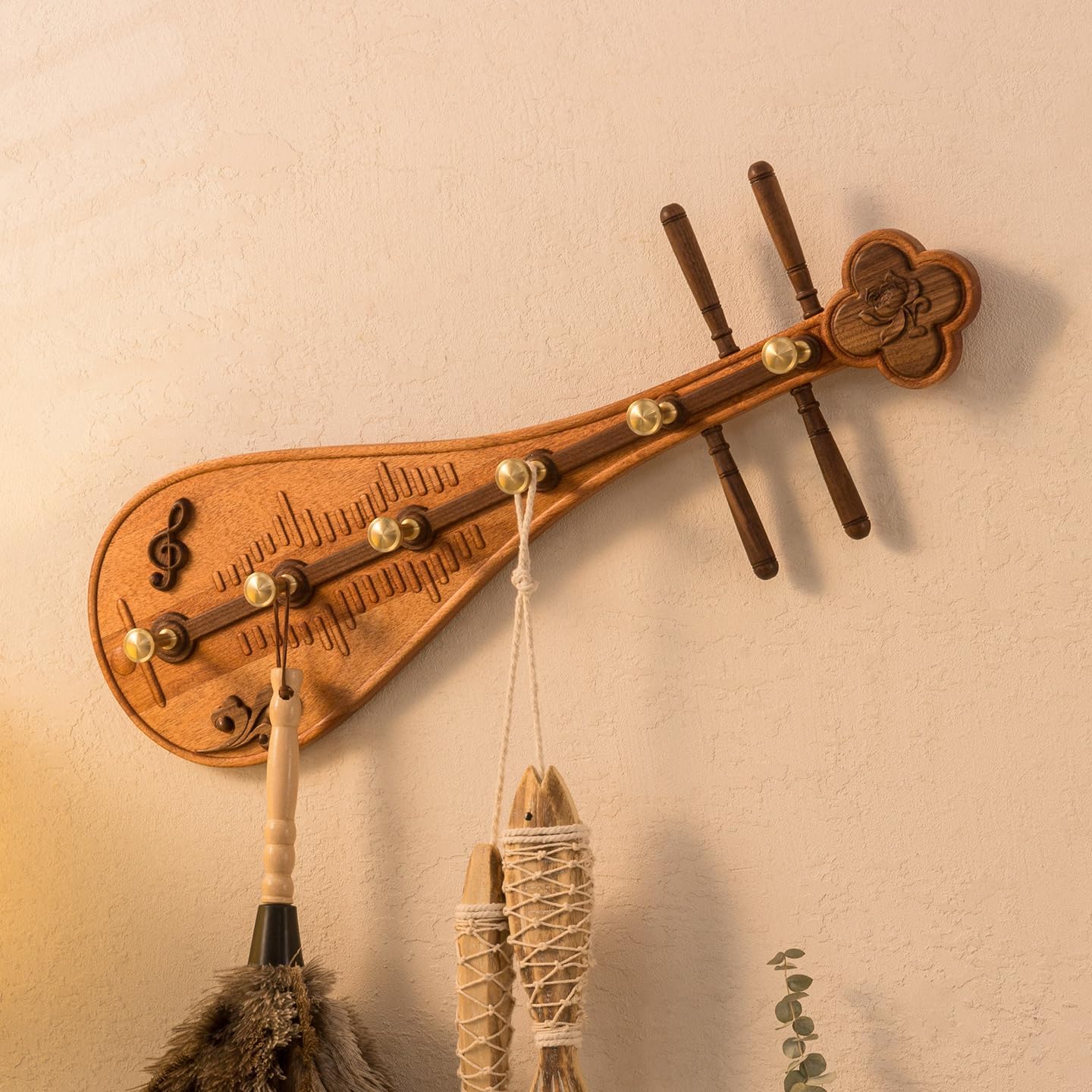 Wall Mounted Wooden Coat Rack Solid Wood Hanging Clothes Hook Study Living Room Decorative Coat Hook Country Walnut Hook