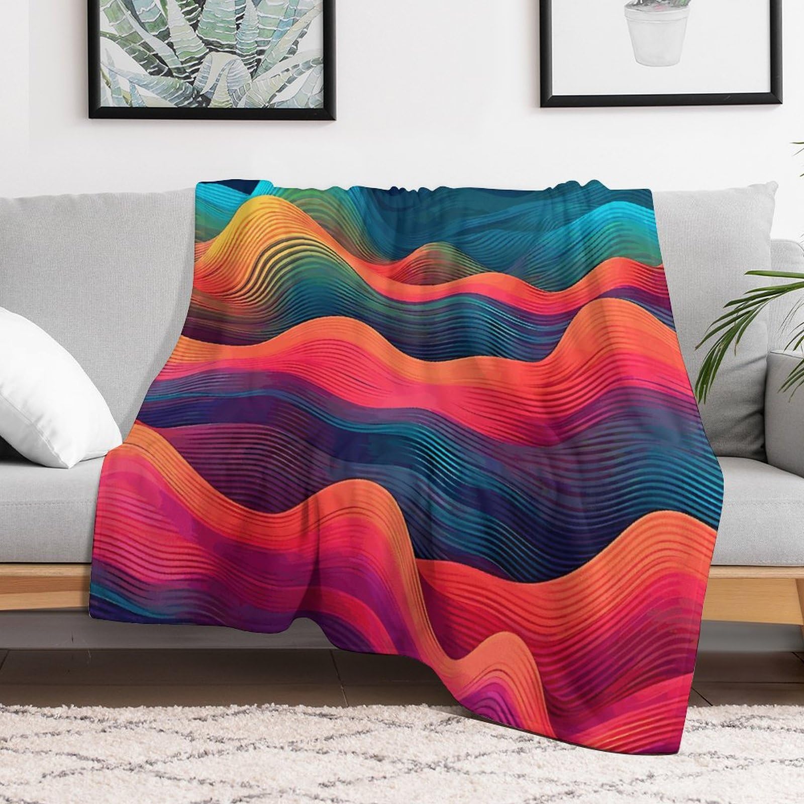 Couverture en micro polaire 152x203cm changeant de couleur pour grand lit